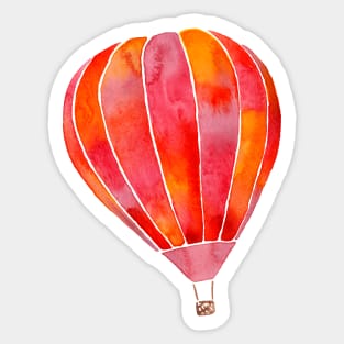 Watercolor Hot Air Balloon - red, pink, orange, yellow Sticker